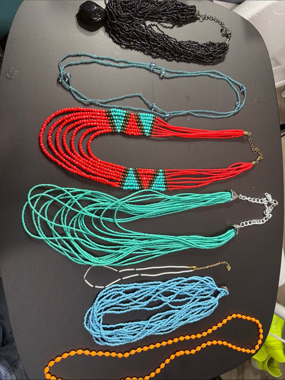Handmade Red and Turquoise Beaded Statement Necklace